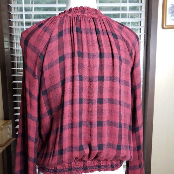 Anthropologie Cloth & Stone Red Plaid Soft Pullover Top Blouse womens M medium - Picture 6 of 9